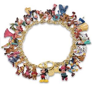 Disney Gold Charm Bracelet with Colorful Characters